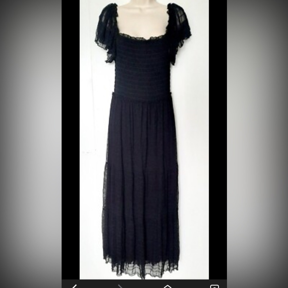 Max Studio Midi Smocked Flutter Sleeve Dress.